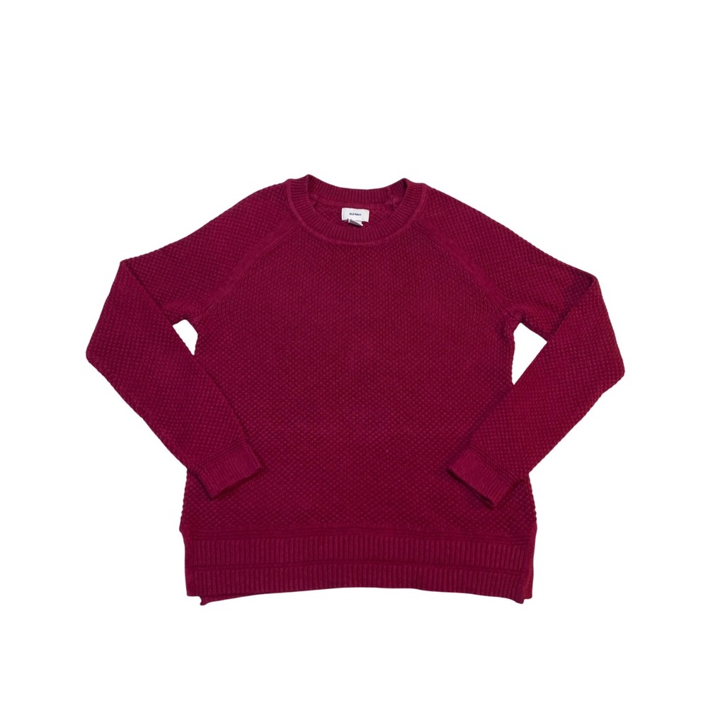 Old Navy Womens Stitchy PO-T Sweater Berry Magenta Pink Waffle Knit Medium
